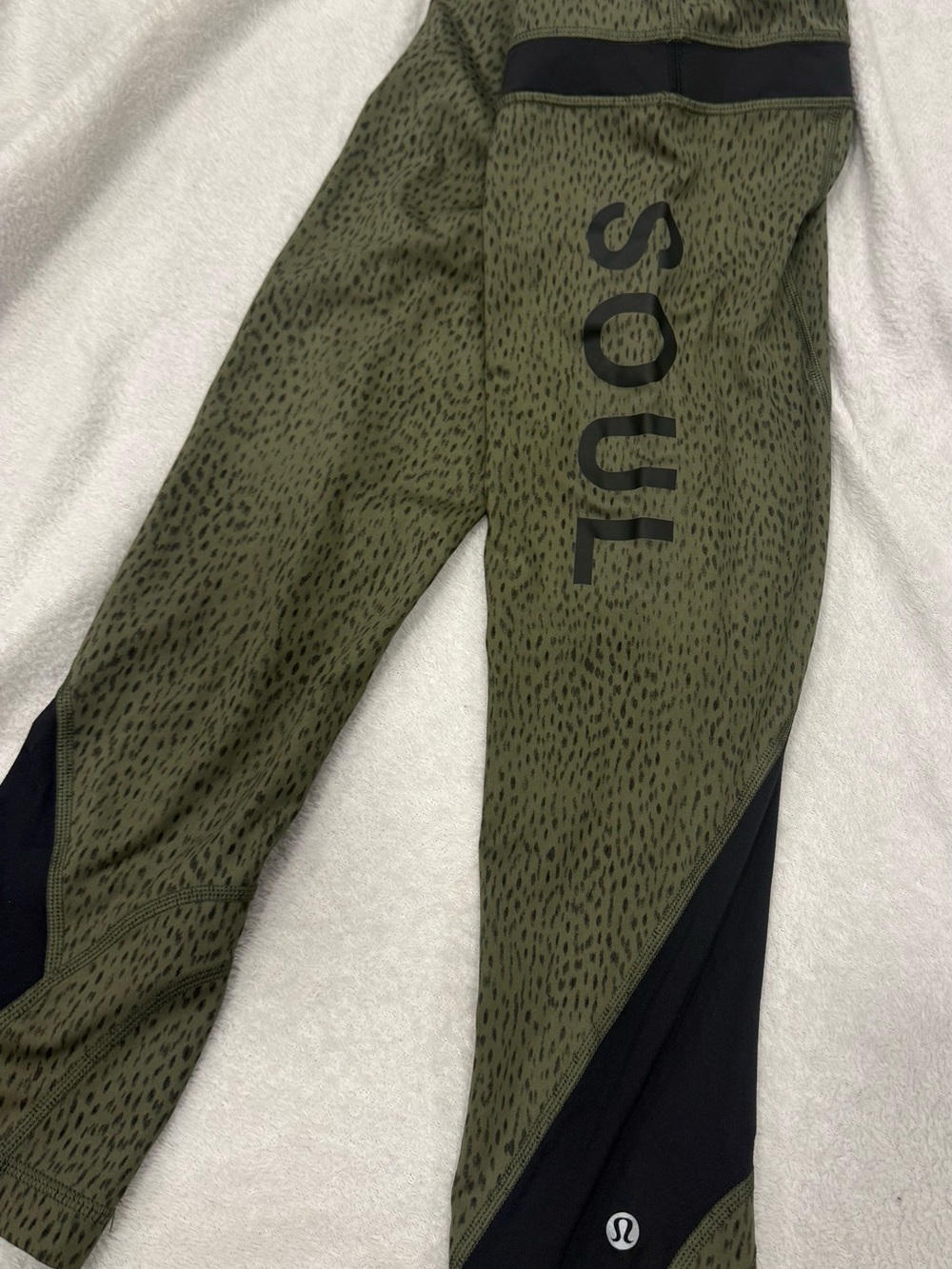 lululemon athletica Kids Olive Green and Black 'SOUL' Athletic Leggings